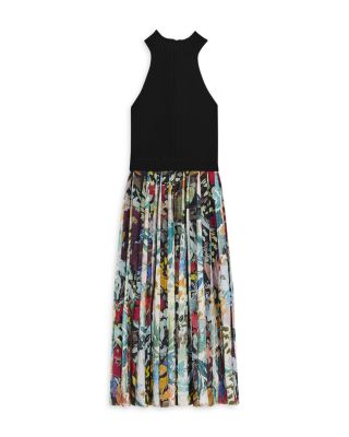 open lace back dress Black Pleat Detail Sleeveless Column Midi Dress | Dahrcy