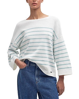 Shop Barbour Kayleigh Striped Knit Sweater In Cloud/blue Haze