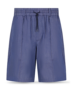 Emporio Armani Cotton Chambray Regular Fit Drawstring Bermuda Shorts