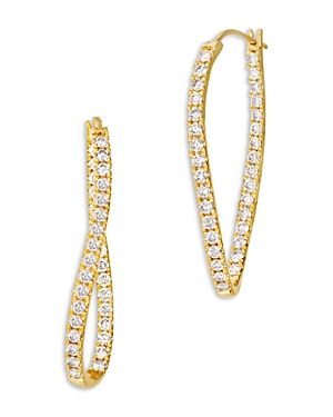 Champagne Diamond Wavy Inside Out Hoop Earrings in 14K Yellow Gold, 1.95 ct. t.w.
