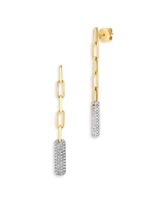 Bloomingdale's Fine Collection Diamond Pave Oval Link Drop Earrings in 14K White & Yellow Gold, 0.60 ct. t. w.