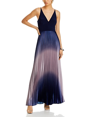 Shop Aqua Pleated Shimmer Gown - 100% Exclusive In Navy/blue