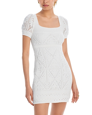 Shop Aqua Pointelle Knit Mini Dress - 100% Exclusive In White