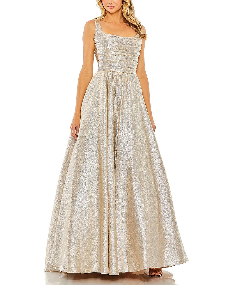 Mac Duggal Metallic Pleated Bodice Ballgown