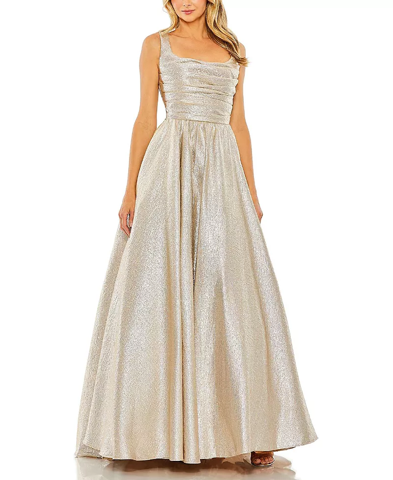 Mac Duggal Metallic Pleated Bodice Ballgown
