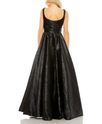 Metallic Pleated Bodice Ballgown