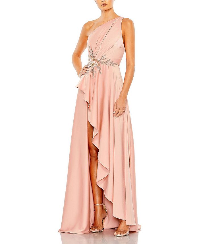 Mac Duggal Embellished One Shoulder Asymmetrical Gown | Bloomingdale's