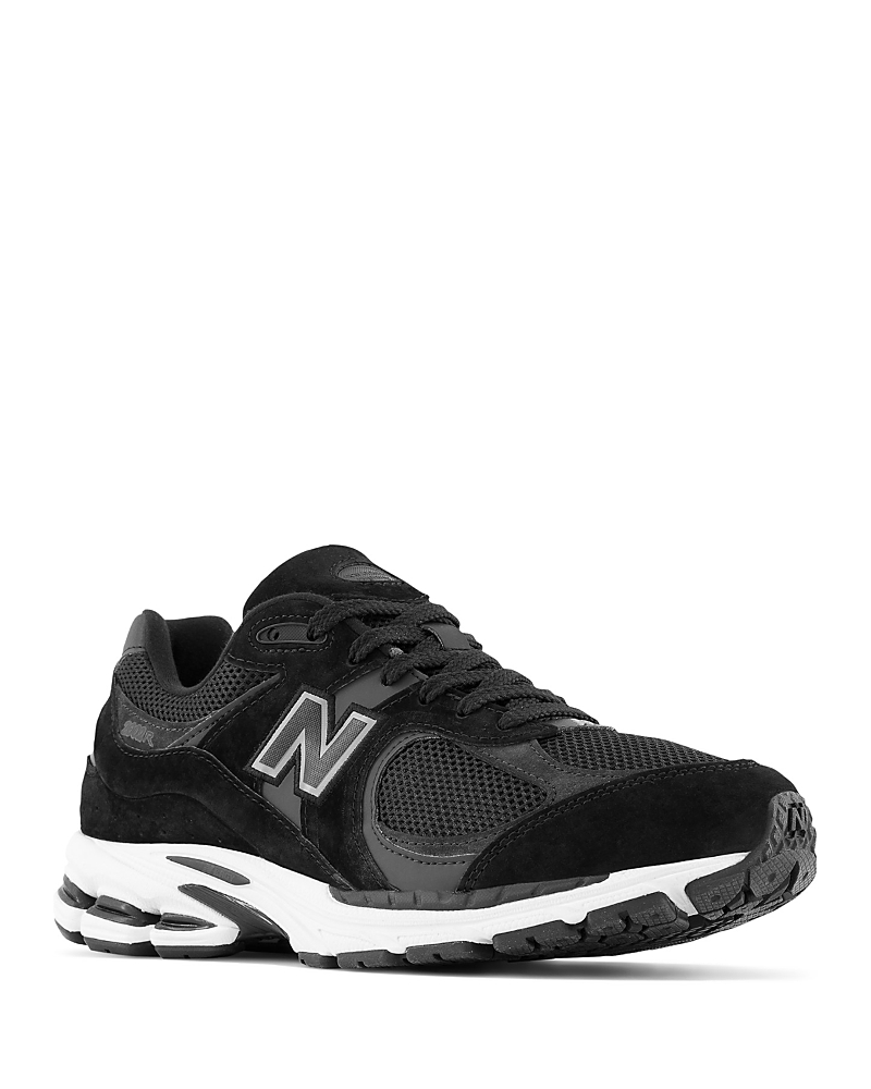 New Balance Mens Black White 2002 Logo-patch Suede And Mesh Low-top Trainers In Black