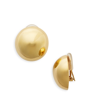 Shop Kenneth Jay Lane Domed Button Clip On Earrings In Gold