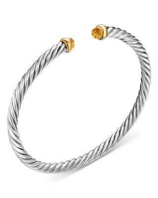 Sterling Silver & 14K Yellow Gold Cable Flex Citrine Bracelet, 4mm