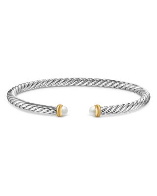 Sterling Silver & 14K Yellow Gold Cable Flex Bracelet, 4mm