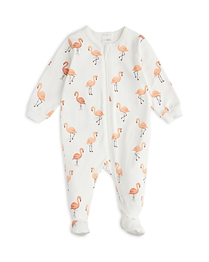 Shop Firsts By Petit Lem Girls' Cotton Blend Jersey Knit Flamingo Print Footie - Baby In Off White
