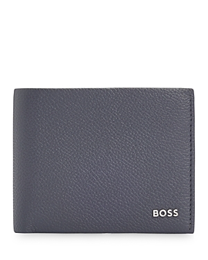 Hugo Boss Boss Highway Leather Bifold Wallet In Medium Grey