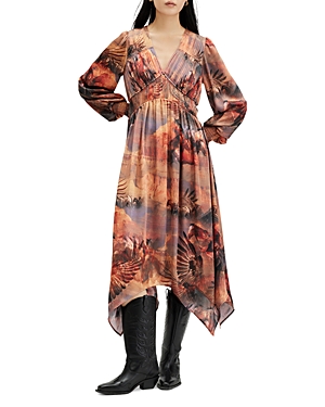 Shop Allsaints Estelle Colca Asymmetric Maxi Dress In Canyon Pur