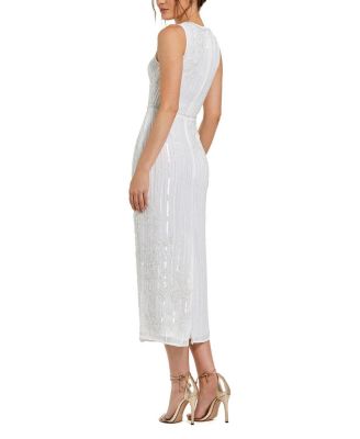 Striped Floral Embellished Sleeveless Midi Dress