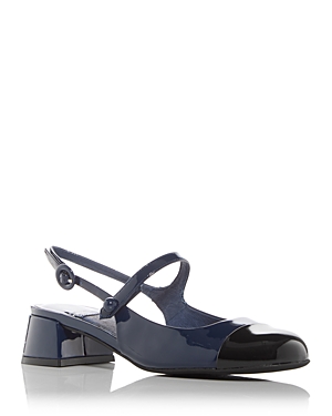 Jeffrey Campbell Women's Cou-cou Slingback Mary Jane Pumps In Navy/black Patent