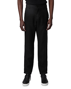Zadig & Voltaire Pierce Linen Regular Fit Trousers In Noir