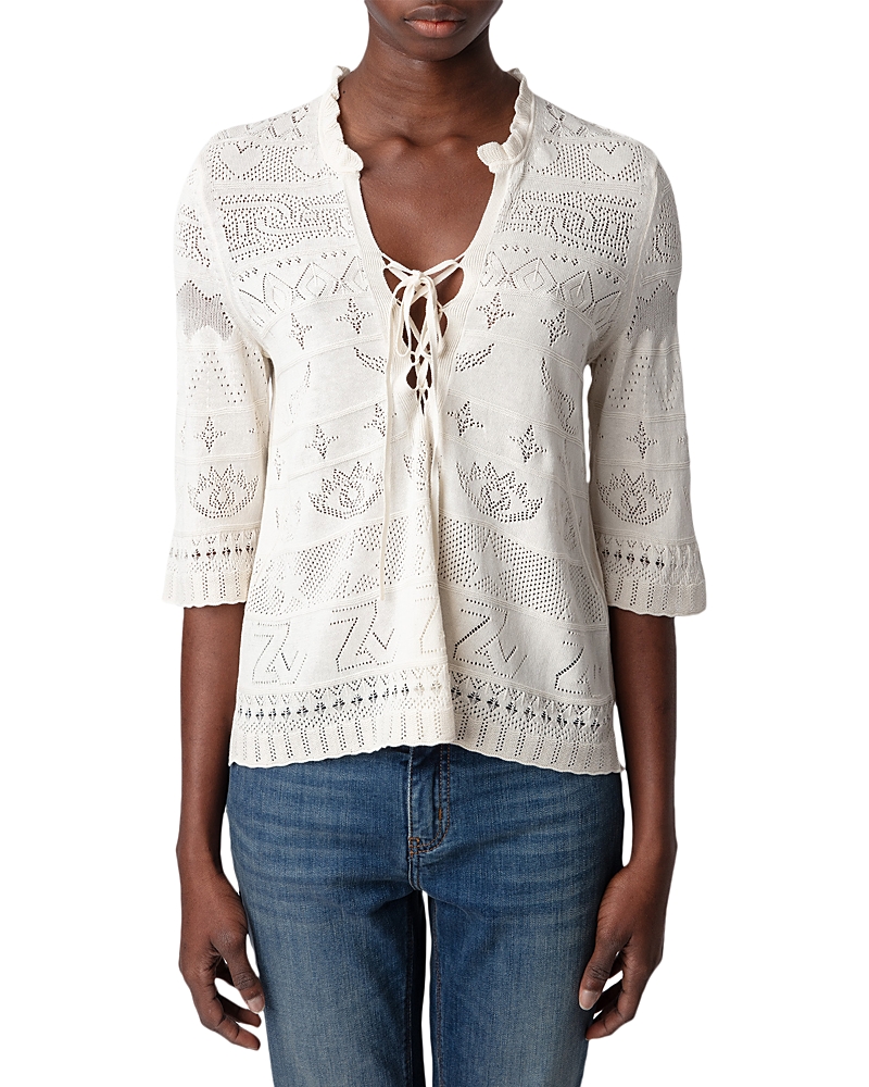 Zadig & Voltaire Taho Co Dentelle Cotton Lace Sweater