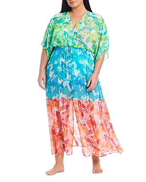 Bleu Rod Beattie Chiffon Dress Swim Cover-up In Multi