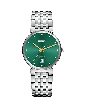 Shop Rado Florence Diamonds Quartz Watch, 38mm In Green/silver