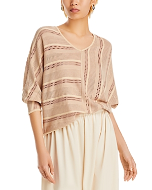 Shop Misook Pointelle Knit Dolman Sleeve Tunic In Sand/parchment