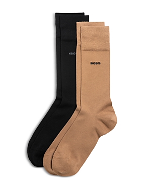 Shop Hugo Boss Bamboo Crew Socks, Pack Of 2 In Medium Beige