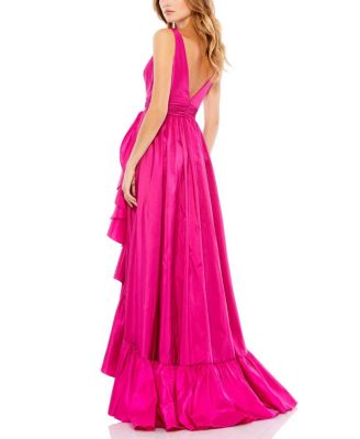 Taffeta Hi-Low Ruffle Gown