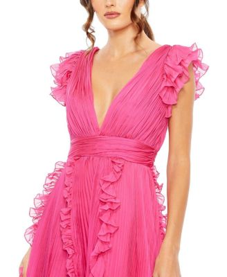 【Mac Duggal】Ruffle Cap Sleeve Ruffle Gown 関税送料込 Mac Duggal Women's Ruffle Cap Sleeve Embellished Tiered Gown