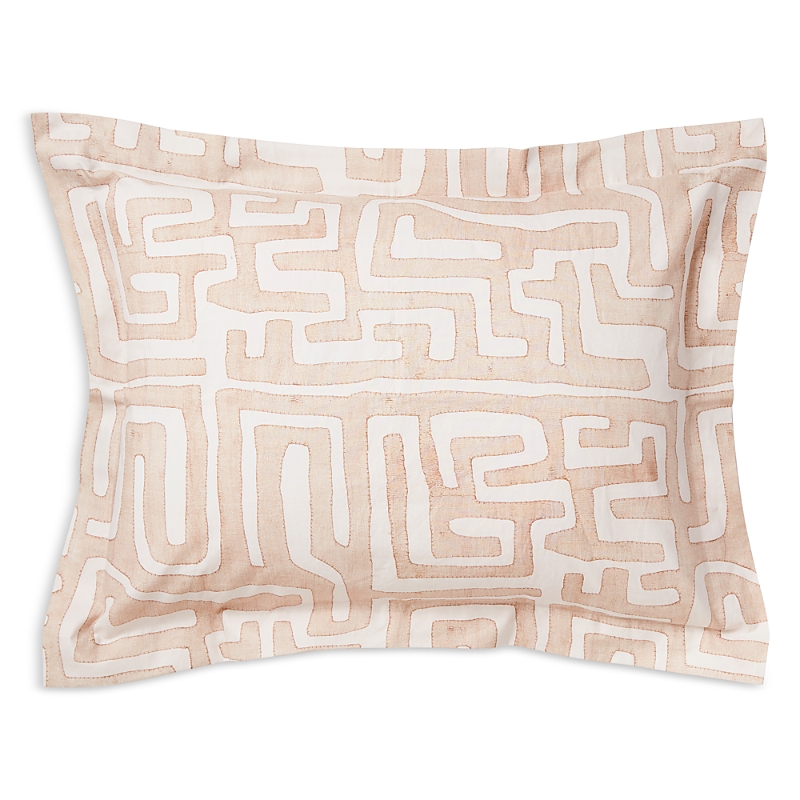 St. Frank Classic Kuba Cloth Cotton King Sham Set In Blush