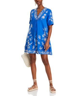 pastel linen dress Linen Blend Sleeve Button-Front Dress main image 0