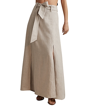 Shop Reiss Abigail Linen Maxi Skirt In Neutral
