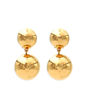 Ben-amun Double Ball Clip On Drop Earrings In Gold