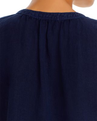 Linen Cap Sleeve Henley Mini Dress