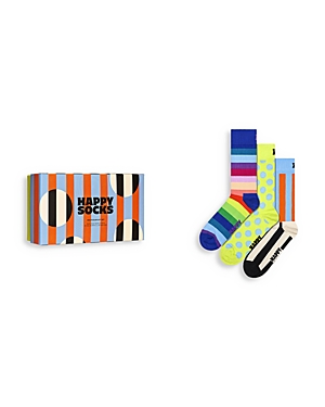Shop Happy Socks Multicolor Crew Socks Gift Set, Pack Of 3 In Blue
