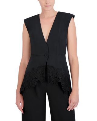 Bcbgmaxazria Floral Trim One Button Vest