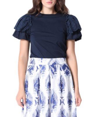 Gracia - Embroidered Eyelet Sleeve Top