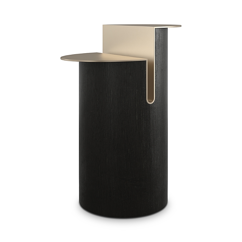 Caracole Discord Side Table In Black/walnut