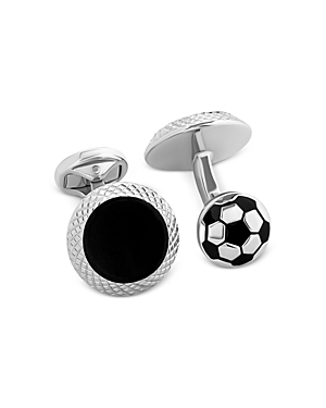Shop Tateossian Football Round Cufflinks In Black