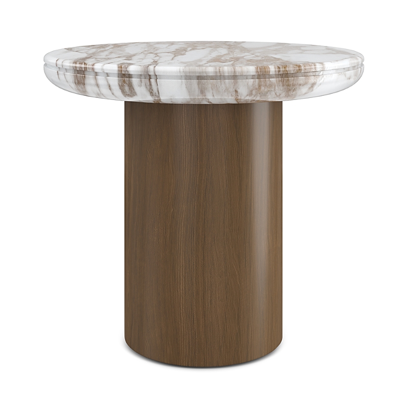 Caracole Seychelles Accent Side Table In Walnut/marble