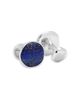 Classic Sterling Silver & Lapis Round Formal Cufflinks