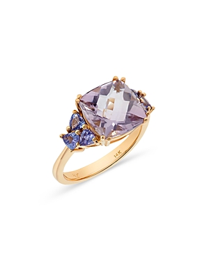 Shop Bloomingdale's Pink Amethyst & Tanzanite Statement Ring In 14k Yellow Gold In Purple/gold