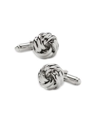 Silver-Tone Knotted Stud & Cufflink Set