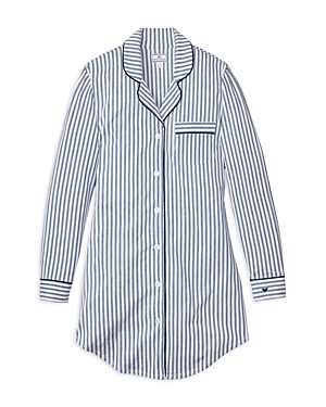 Petite Plume Navy French Ticking Pima Nightshirt In Navy