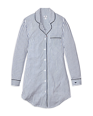 Navy French Ticking Pima Nightshirt