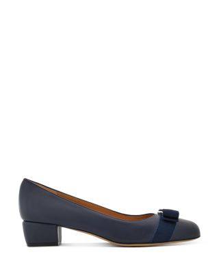 Women's Vara Soft Bow Detail Blue Block Heel Pumps