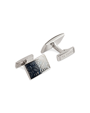 Shop Ted Baker Paisley Print Cuff Links In Silver