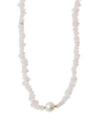 Argento Vivo - Shell Pearl & Rose Quartz Collar Necklace, 16-18"