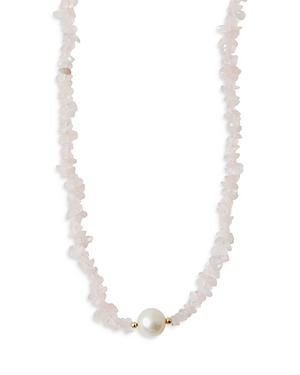 Shop Argento Vivo Shell Pearl & Rose Quartz Collar Necklace, 16-18 In White