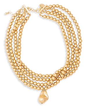 Shop Kenneth Jay Lane Beaded Layered Pendant Necklace, 12.5-15.5 In Gold