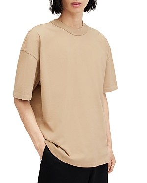 Shop Allsaints Isac Crewneck Tee In Toffee Taupe